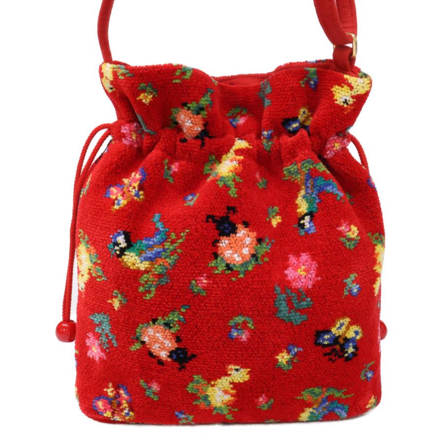 美品/ FEILER フェイラー ハイジ 巾着 ショルダーバッグ レッド