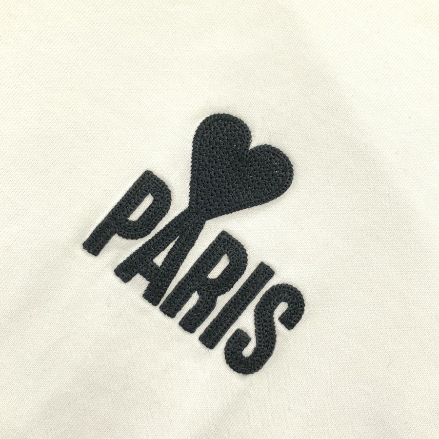 AMI PARIS アミパリス ホワイト ロゴ刺繍 Tシャツ S トップス
