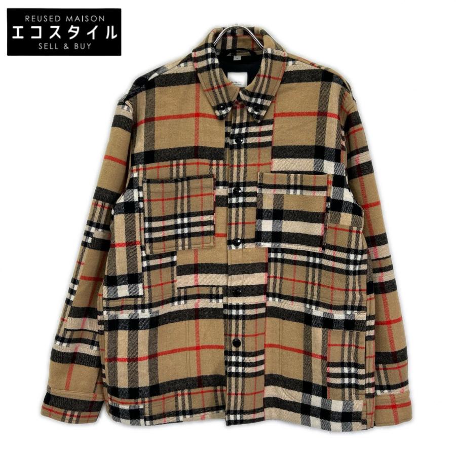BURBERRY バーバリー ブラウン ノバチェック ウール CATERHAM BLOCK SHIRT M BURBERRY（バーバリー） ブラウン ノバチェック ウール CATERHAM BLOCK