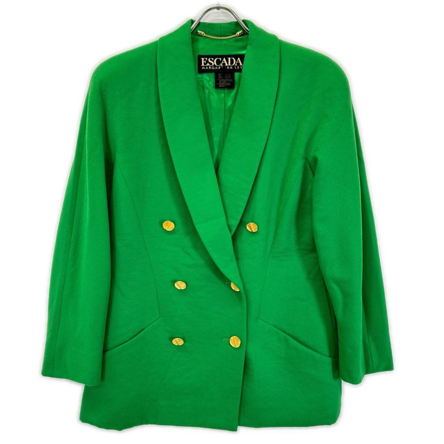 ESCADA（エスカーダ） 90s グリーン ウールカシミヤ 金ボタン ダブル