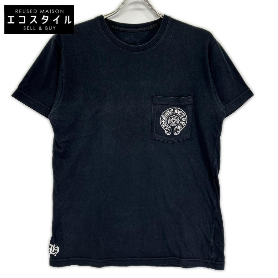 CHROME HEARTS クロスプリント ポケットTシャツ ブラック CHROME HEARTS（クロムハーツ） ブラック ホースシュープリント
