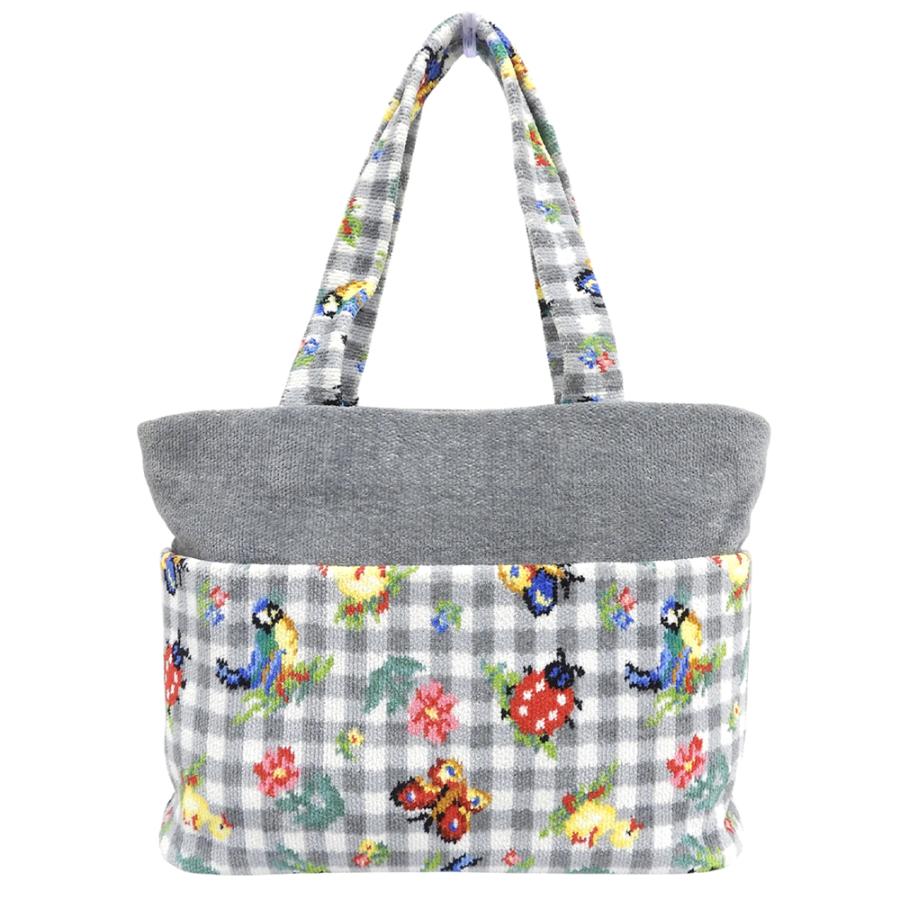 （美品）FEILER フェイラー ファブリックバスケット　ハイジ　グレー　大 feiler（フェイラー） 美品 ハイジチェック トートバッグ レディース