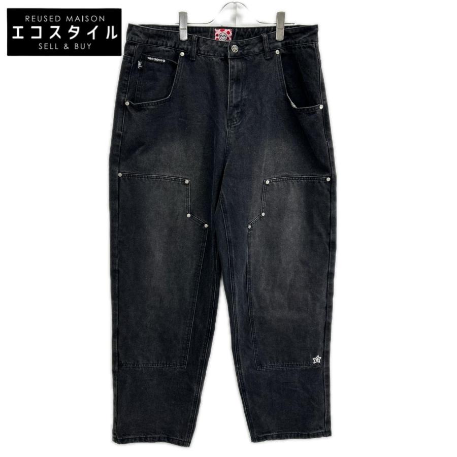 STAR TEAM スターチーム ブラック フェード加工 Double Knee Star Jean 
