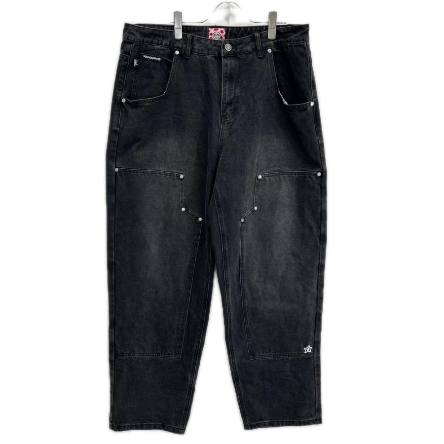 STAR TEAM スターチーム ブラック フェード加工 Double Knee Star Jean