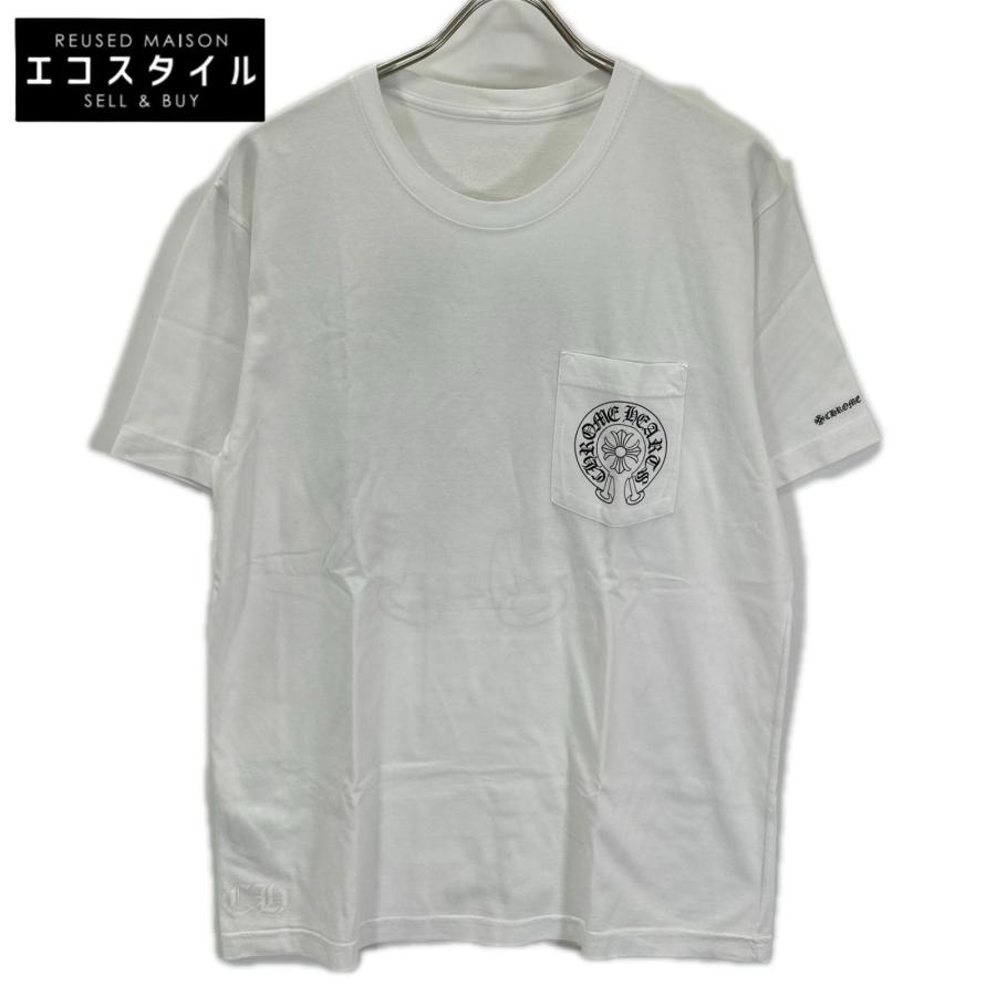 新品未使用クロムハーツTシャツ　ポケット付き　ホワイト　Lサイズ　即発送可能です CHROME HEARTS（クロムハーツ） ホワイト ホースシュー ポケット 半袖T
