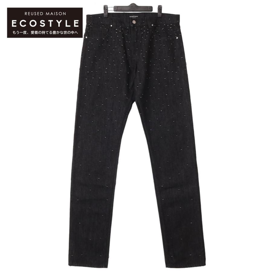 EMPORIO ARMANI エンポリオアルマーニ ブラック W1P490 W1003 デザインデニムパンツ 50 ボトムス コットン メンズ ...