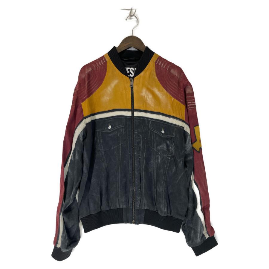 DIESEL ディーゼル ブラック×赤 トリックアート ボンバージャケット 
