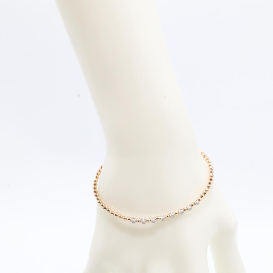 美品 K18 0.15 ダイヤモンド ミラーカットビーズ ブレスレット ピンク 