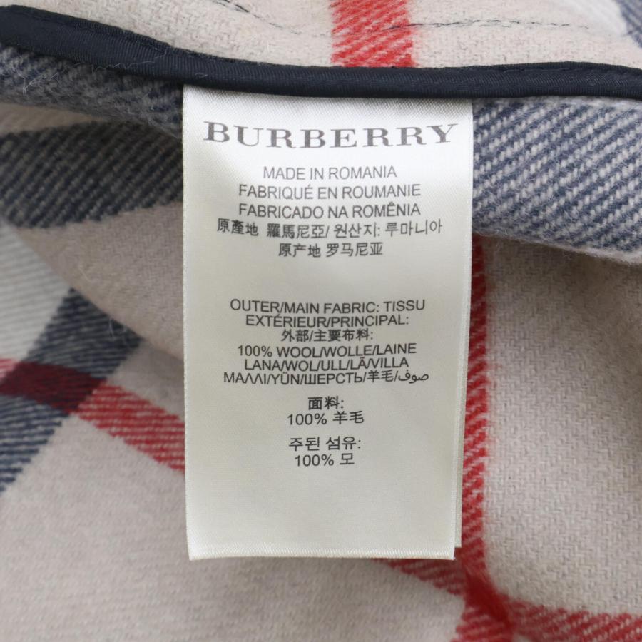 BURBERRYネイビー ウール ダッフルコート チェックフード BURBERRYネイビー ウール ダッフルコート チェックフード