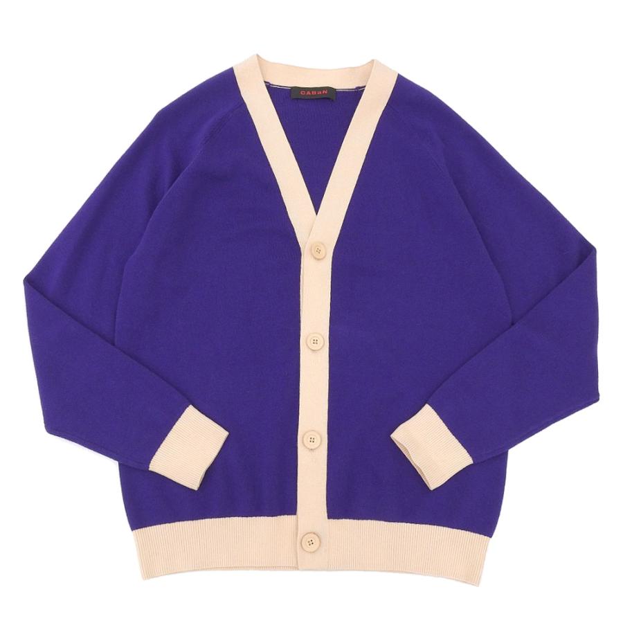 美品 CABaN キャバン コットンカシミヤ バイカラーVネックカーディガン 