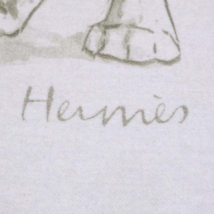 美品 HERMES エルメス カシミヤ100 タイガー ブランケット グレーx