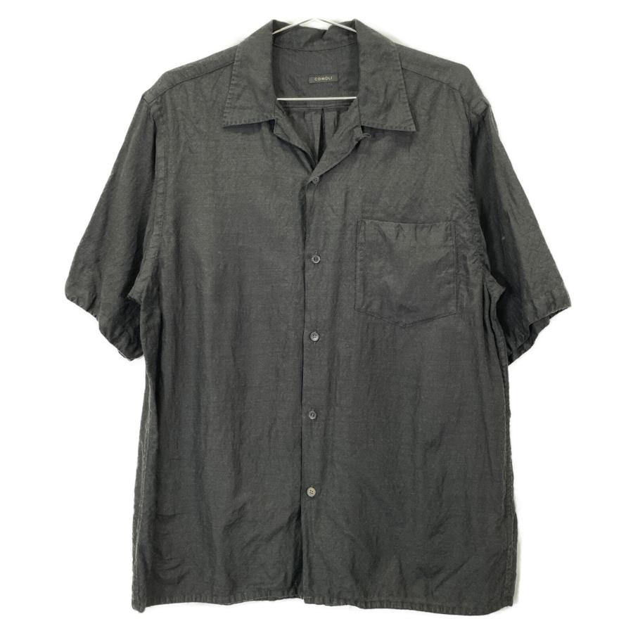 COMOLI コモリ 23SS ブラック X01-02019 ウールシルク半袖オープン 
