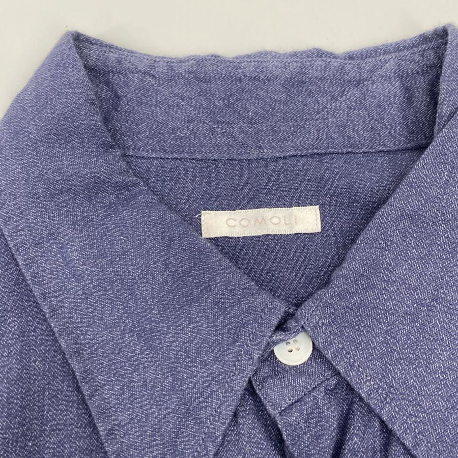 COMOLI コモリ 21AW ブルー U03-02005 ヨリ杢 ワークシャツ 2 トップス