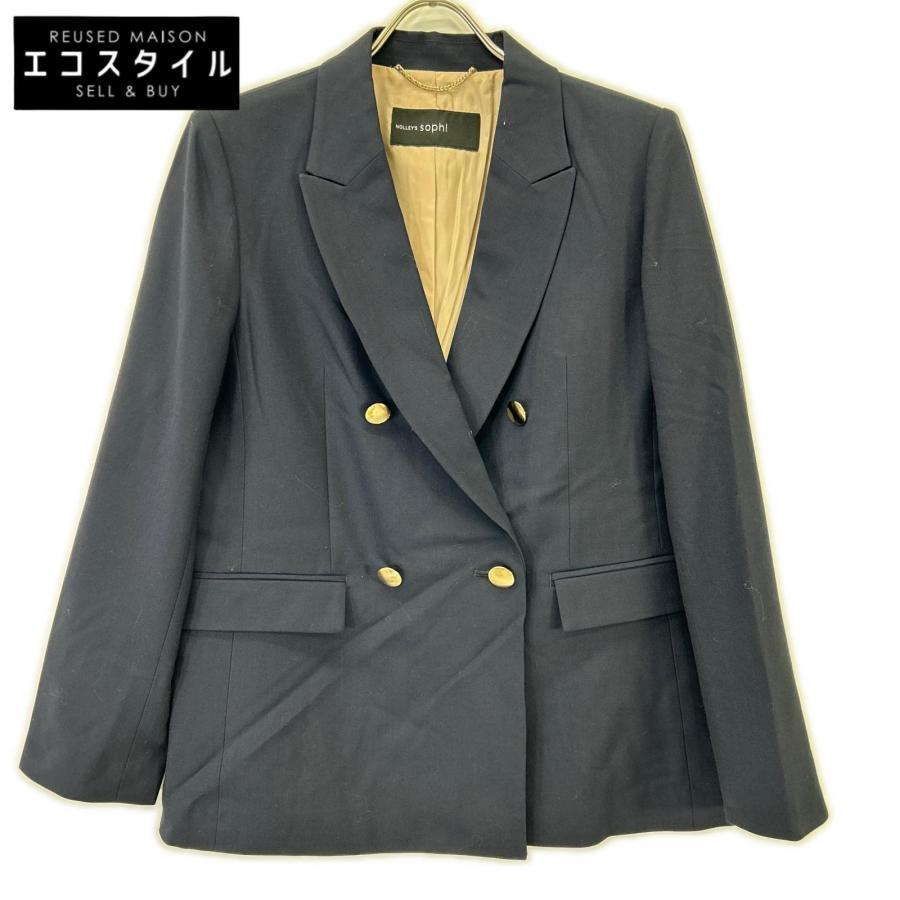 美品 NOLLEY'S sophi ウォッシャブル ジャケット 金ボタン ノーリーズソフィー 24AW ネイビー ウール混ウォッシャブル 金ボタン