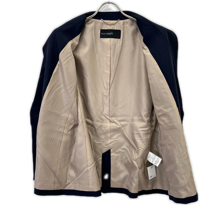 ノーリーズソフィー 24AW ネイビー ウール混ウォッシャブル 金ボタン