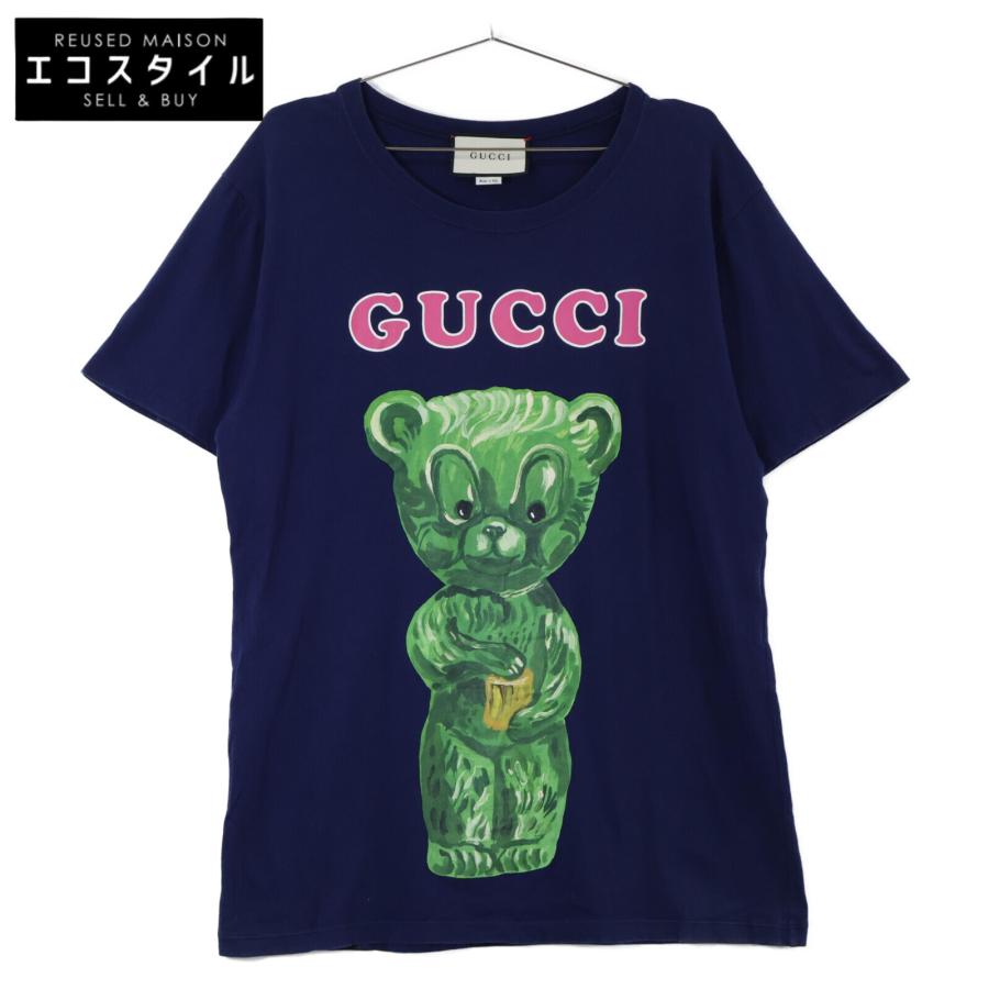 GUCCI グッチ 492347 ネイビー ベアプリント Tシャツ S トップス  