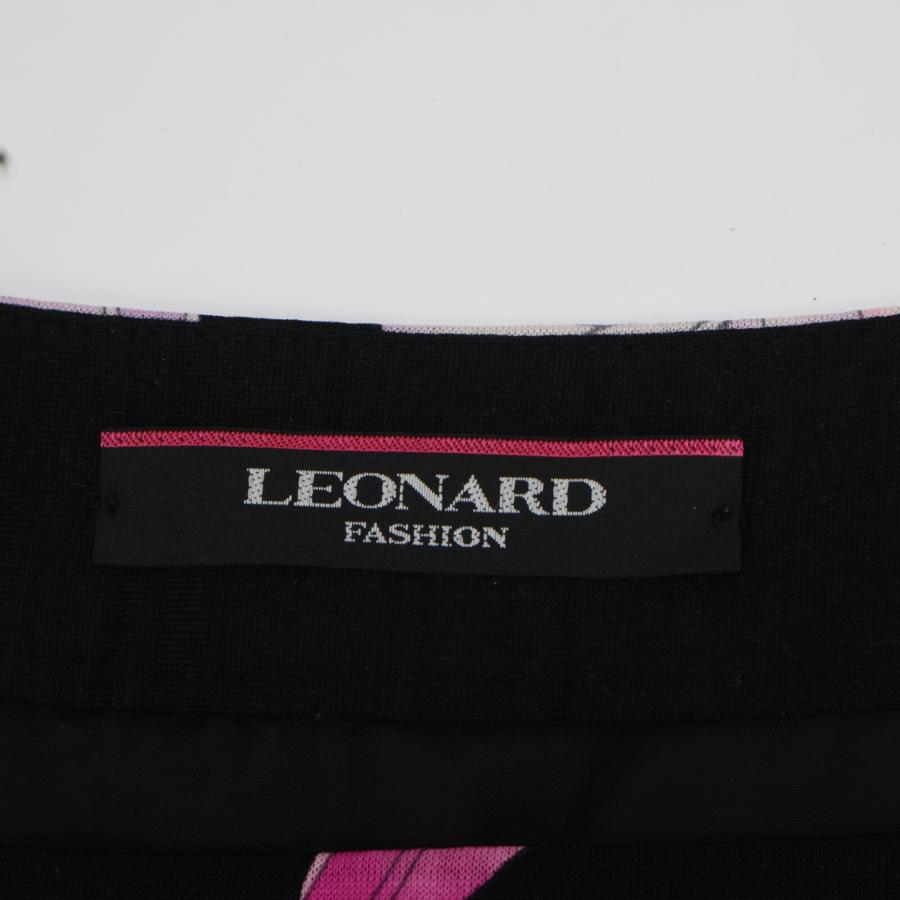 LEONARD（レオナール） ブラック 0342600 シルク×ウール 花柄スカート