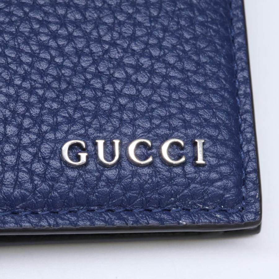 GUCCI 新品同様 グッチ 771153 ロゴ 二つ折りウォレット ネイビー