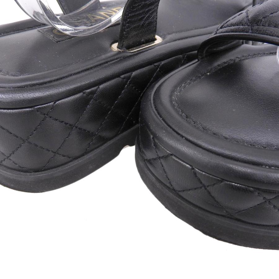 CHANEL シャネル メティエダールコレクション レザー ココマーク マトラッセ フラットフォーム ベルクロ サンダル レディース 22A G39143の画像