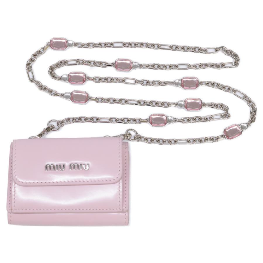 miu MIUMIU ミュウミュウ 5MR027 クリスタルチェーン ミニウォレット  