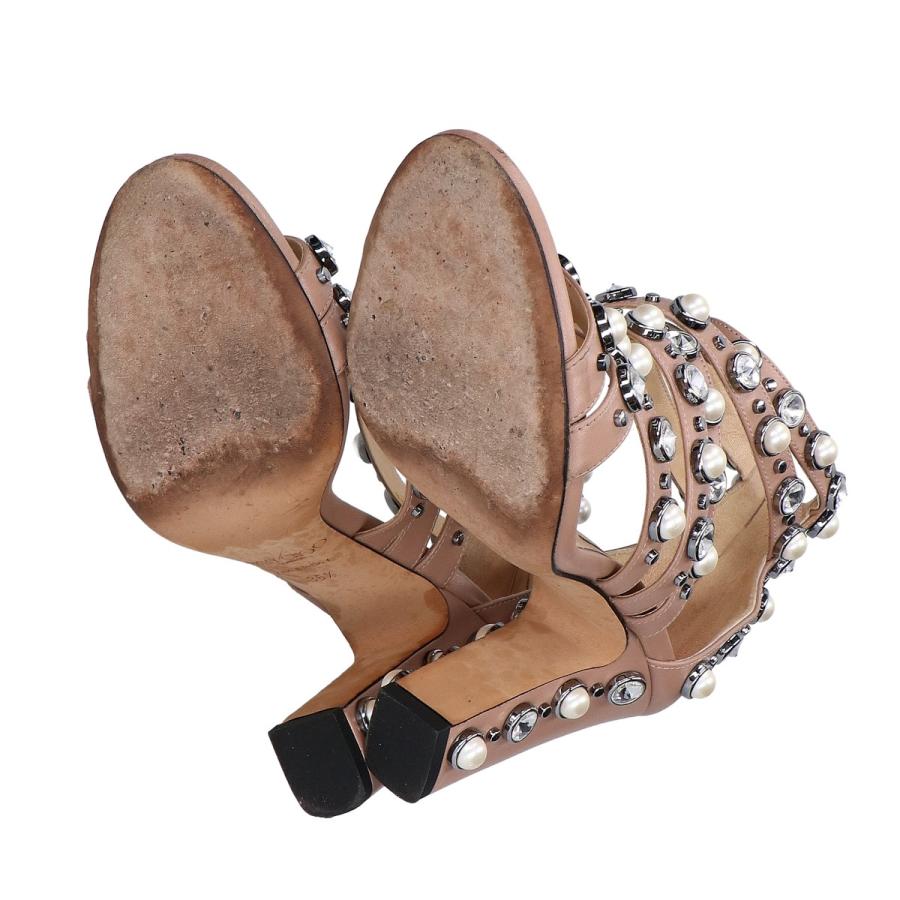新品・未使用JIMMY CHOO ベージュ クロスストラップ ウェッジヒール JIMMY CHOO ジミーチュウ ビジュー/スタッズ付 クロスストラップ