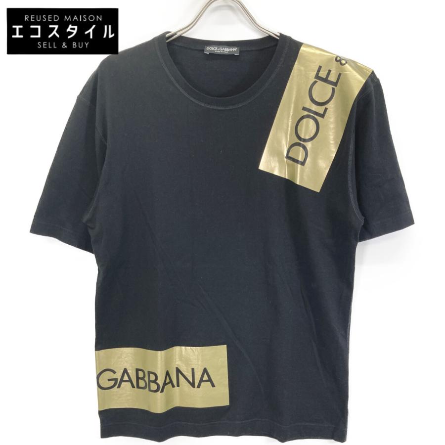 DOLCE&GABBANA ドルチェアンドガッバーナ G8HS4T ブラック テープロゴ Tシャツ 46 DOLCE&GABBANA ドルチェアンドガッバーナ G8HS4T ブラック テープロゴ