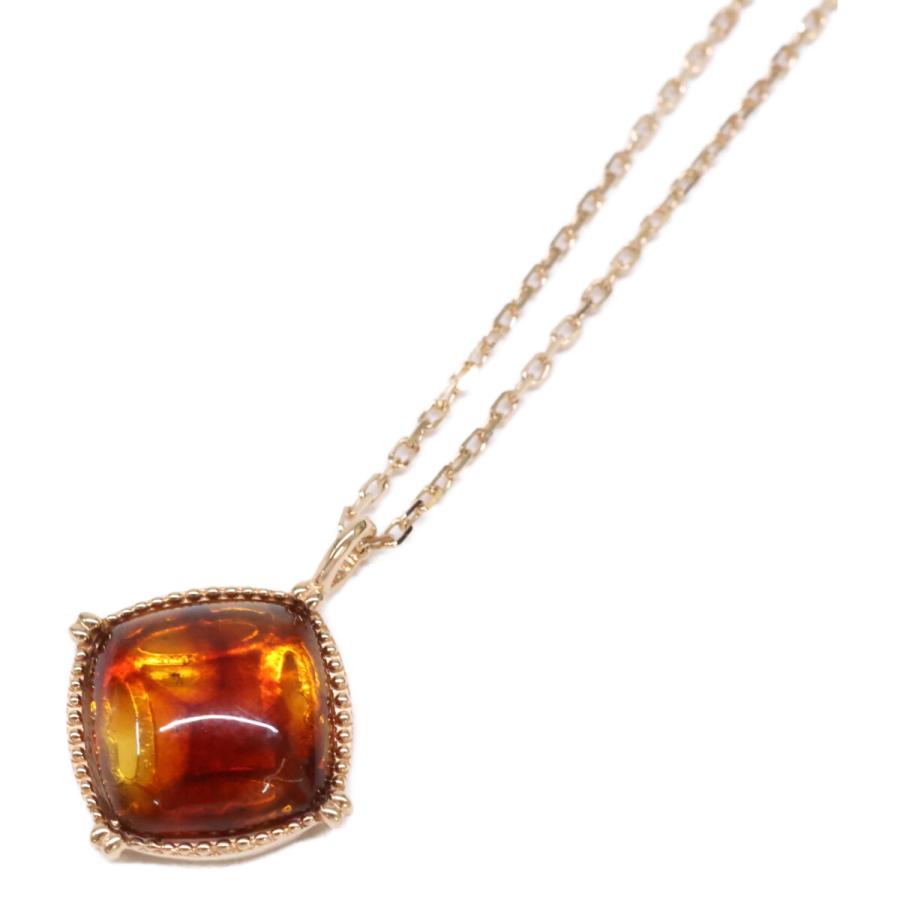 agete（アガット） 美品 K10 スクエア アンバー/琥珀 ピアス