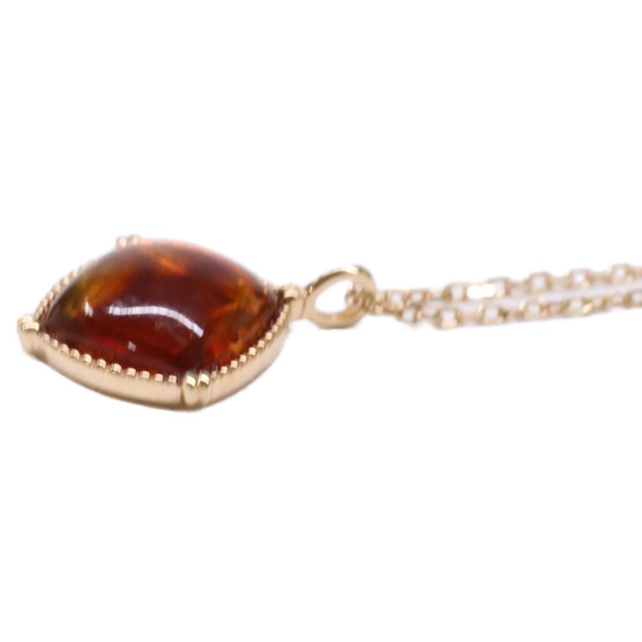 agete（アガット） 美品 K10 スクエア アンバー/琥珀 ピアス