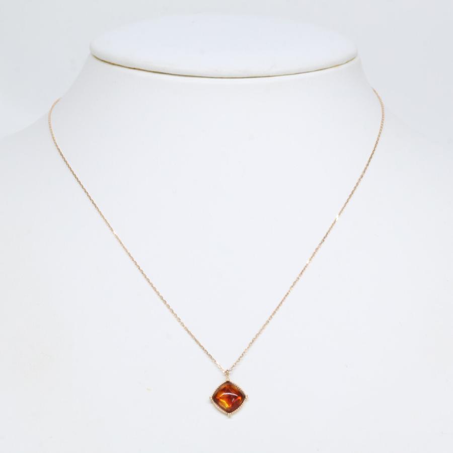 agete（アガット） 美品 K10 スクエア アンバー/琥珀 ピアス