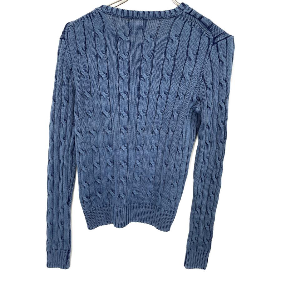 ラルフローレン　綿１００％　ニット　セーター　ブルー　ポニー刺繡　美品 ラルフローレン 綿100％ ニット セーター ブルー ポニー刺繡 美品