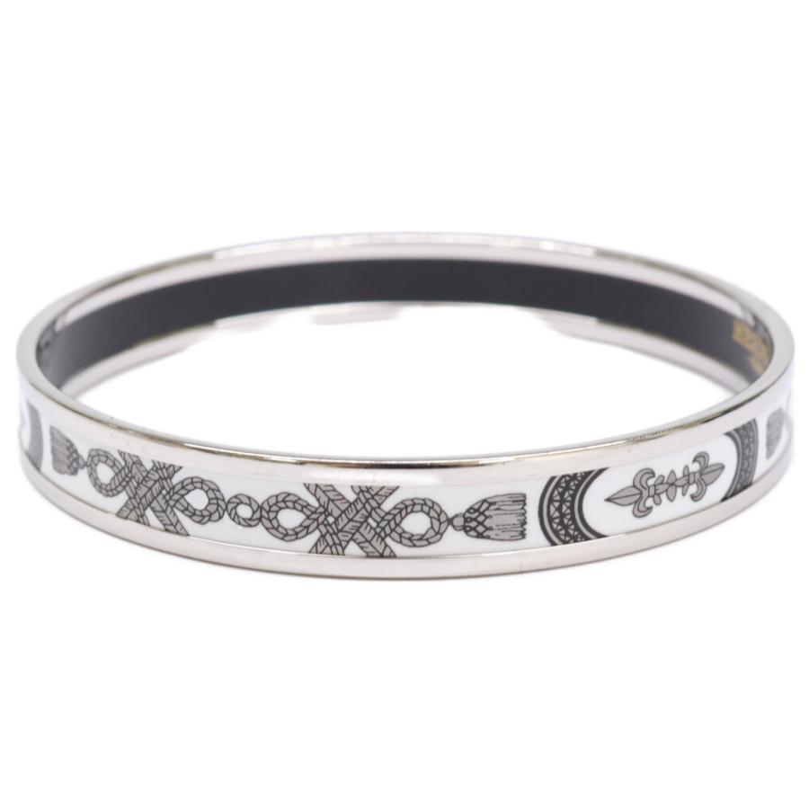 美品 HERMES エルメス エマイユPM ロープ柄 バングル ホワイト