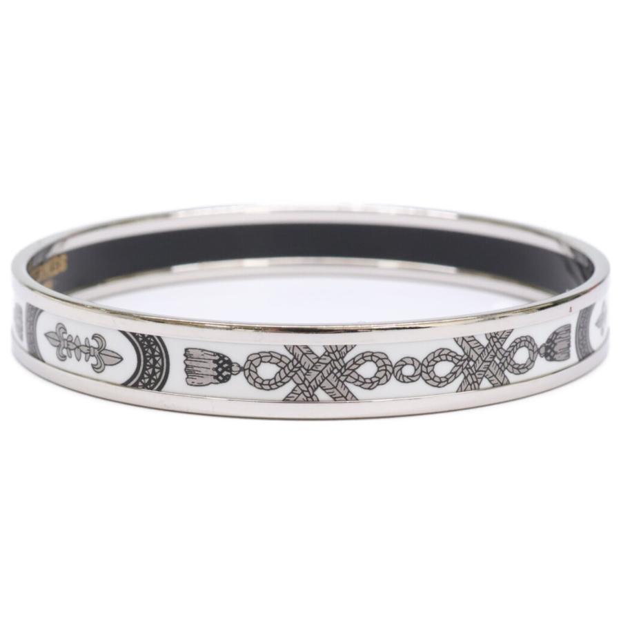 美品 HERMES エルメス エマイユPM ロープ柄 バングル ホワイト