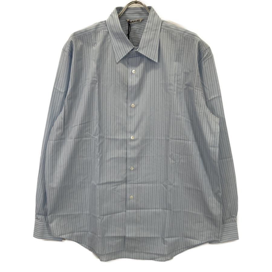 AURALEE ブルーストライプシャツ サイズ5 美品 AURALEE オーラリー ブルー SUVIN HIGH COUNT CLOTH ストライプシャツ