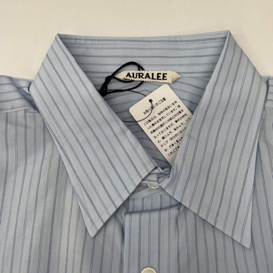 AURALEE オーラリー ブルー SUVIN HIGH COUNT CLOTH ストライプシャツ