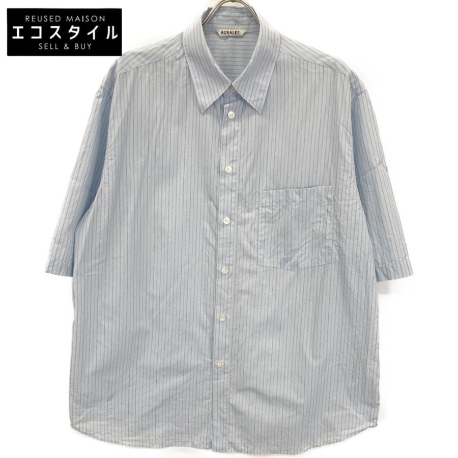 AURALEE オーラリー ブルー SUVIN HIGH COUNT CLOTH ストライプハーフ