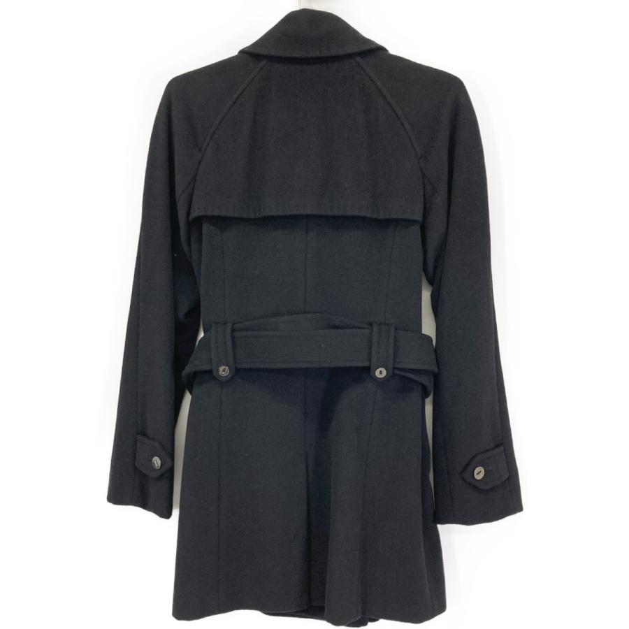 美品＊BURBERRY LONDON黒コート カシミヤ．アンゴラ混 カバー付き 楽天