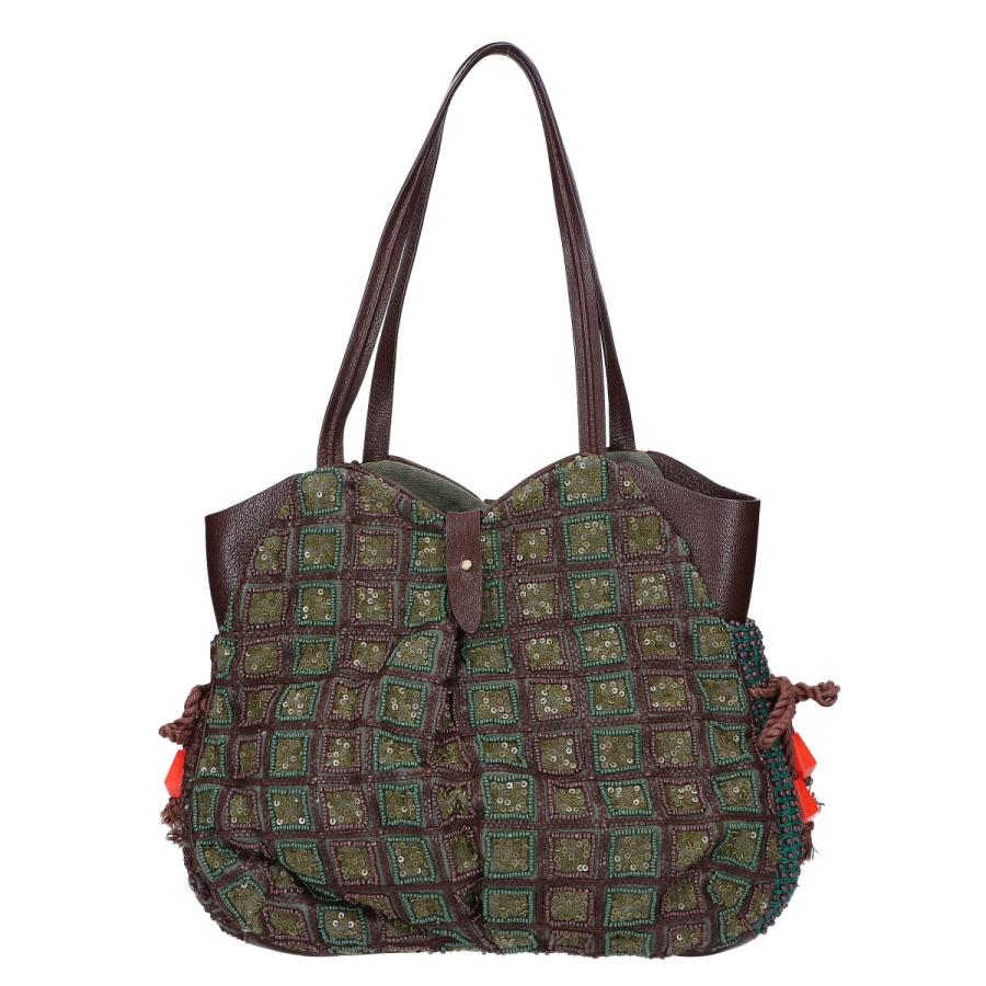 【美品】ジャマンピュエッシュ ハンドバッグ がま口 スパンコール ビーズ レザー 美品 JAMIN PUECH ジャマンピュエッシュ ビーズ/スパンコール装飾