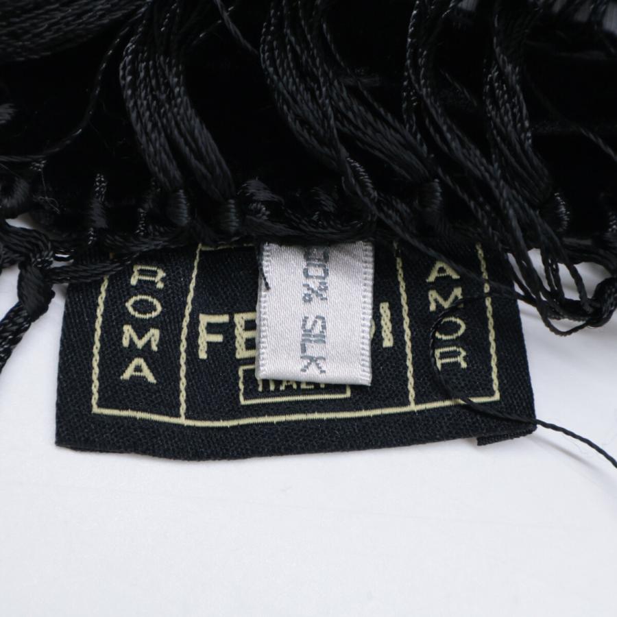 FENDI（フェンディ） 美品 ズッカ柄 シルク フリンジ ストール