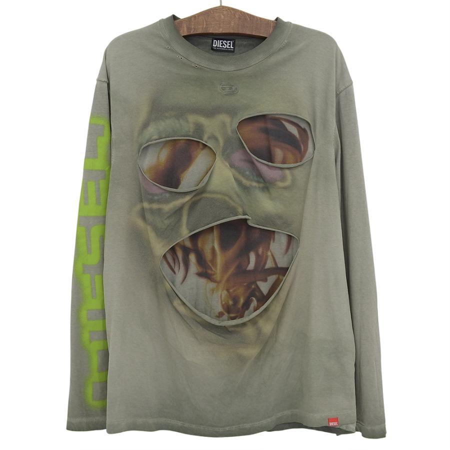DIESEL 顔の穴あきグラフィックロングTシャツ　カーキ THE NORTH FACE（ザ ノースフェイス） セール NT32658 ロングスリーブ