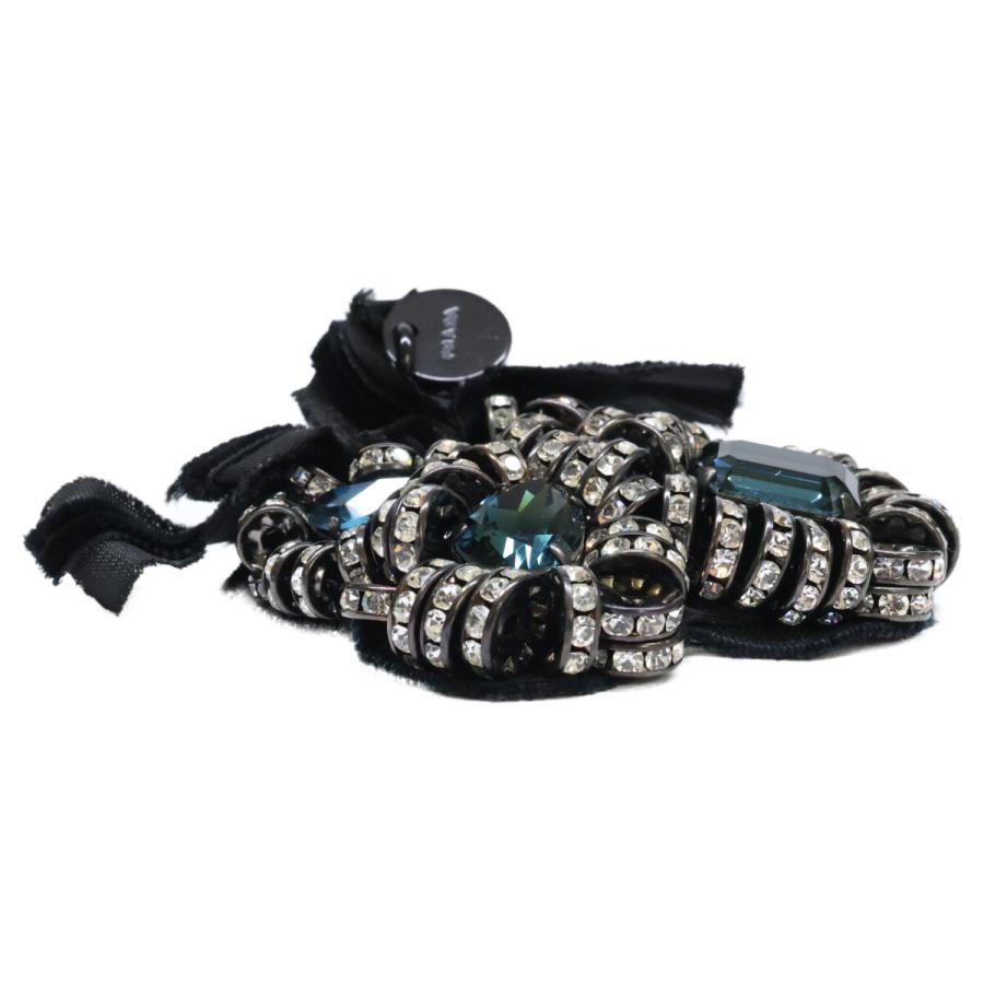 PRADA リボンとストーンのブローチ PRADA（プラダ） ビジュー ラインストーン リボン ブローチ ブラック