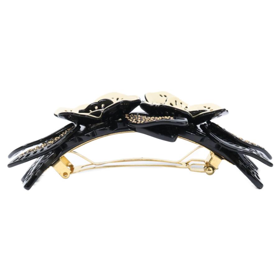 【美品】アレクサンドルドゥパリ　バレッタ　ラインストーン 美品 ALEXANDRE de PARIS アレクサンドル ドゥ パリ フラワー＆ライン