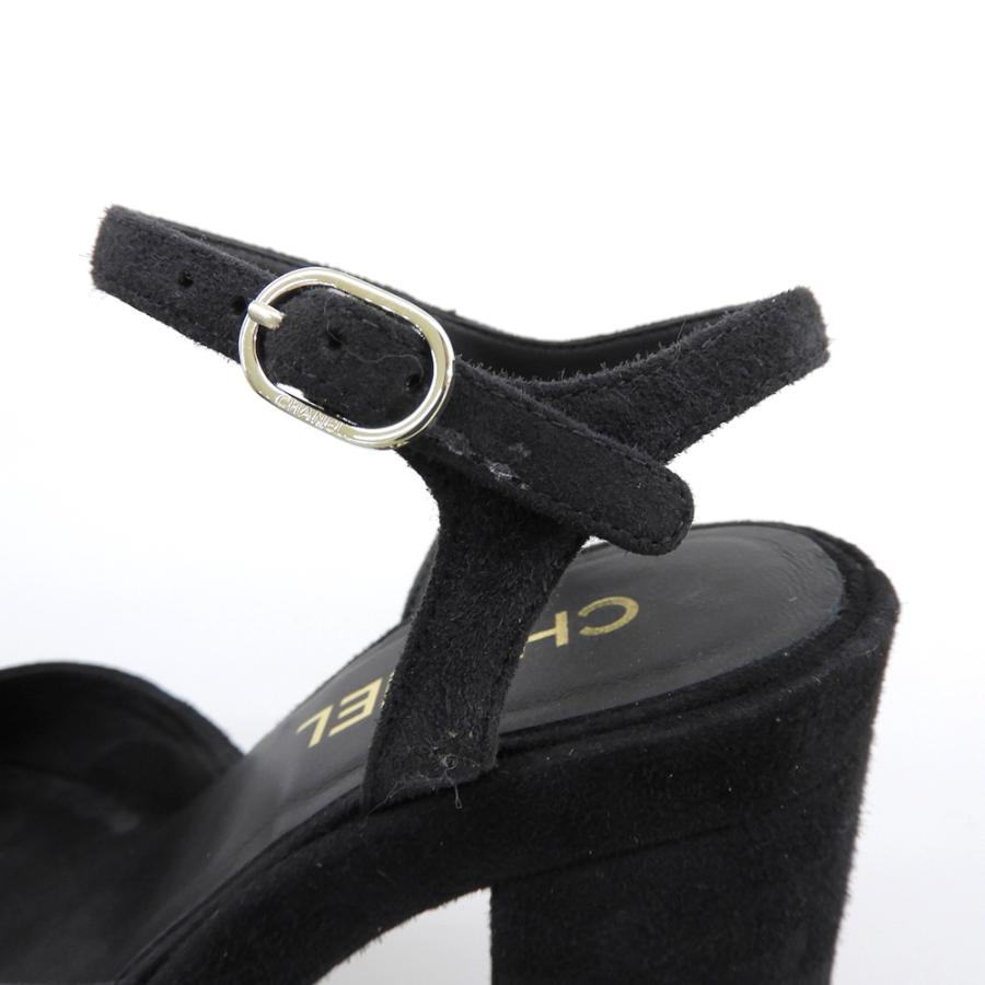CHANEL ヒールサンダル　37.5 Authentic White/Dark Blue Platform Chanel Sandals Heels Italy