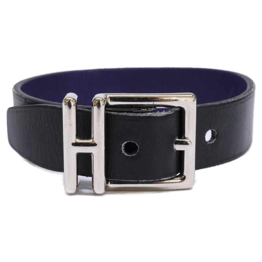 HERMES リバーシブルブレス　ネイビー✖️グリーン HERMES エルメス ネイサン リバーシブル C刻印 レザー ブレスレット T4