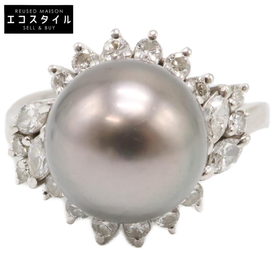 美品 TASAKI タサキ Pt900 0.43 10mmブラックパール ダイヤモンド