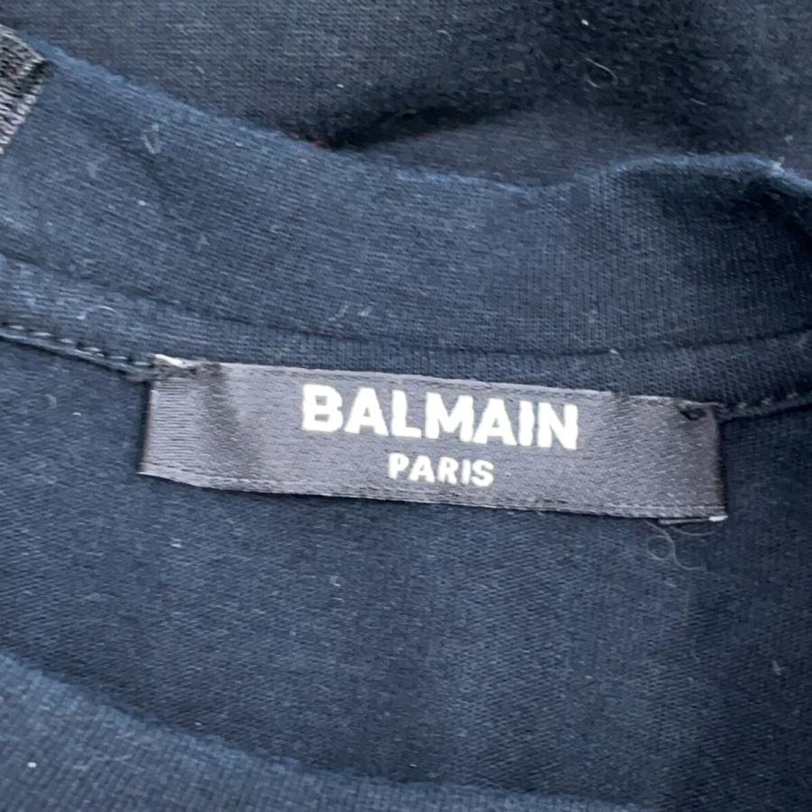 バルマン ﾌﾞﾗｯｸ BKUXV001 ﾗｲﾝｽﾄｰﾝﾛｺﾞ 半袖Tｼｬﾂ 140 BALMAIN（バルマン） ブラック BKUXV001 ラインストーンロゴ 半袖T