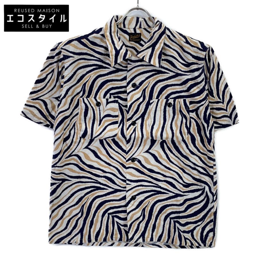 TENDERLOIN（テンダーロイン） ベージュ ゼブラ柄 長袖 開襟シャツ