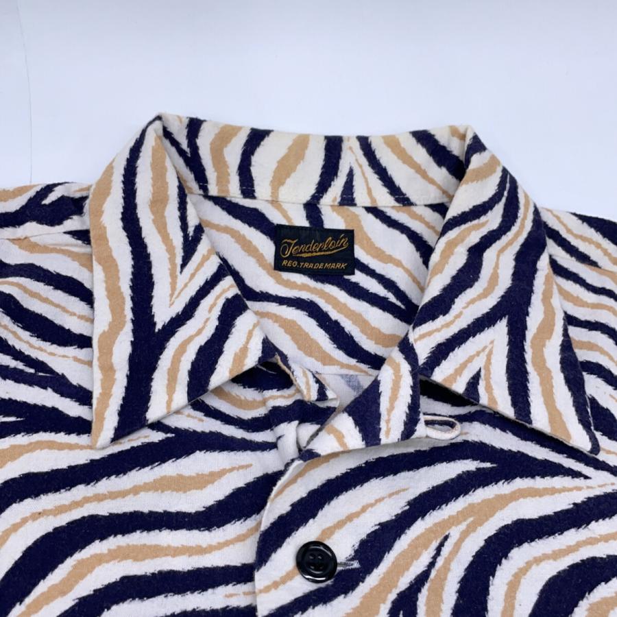 TENDERLOIN（テンダーロイン） ベージュ ゼブラ柄 長袖 開襟シャツ