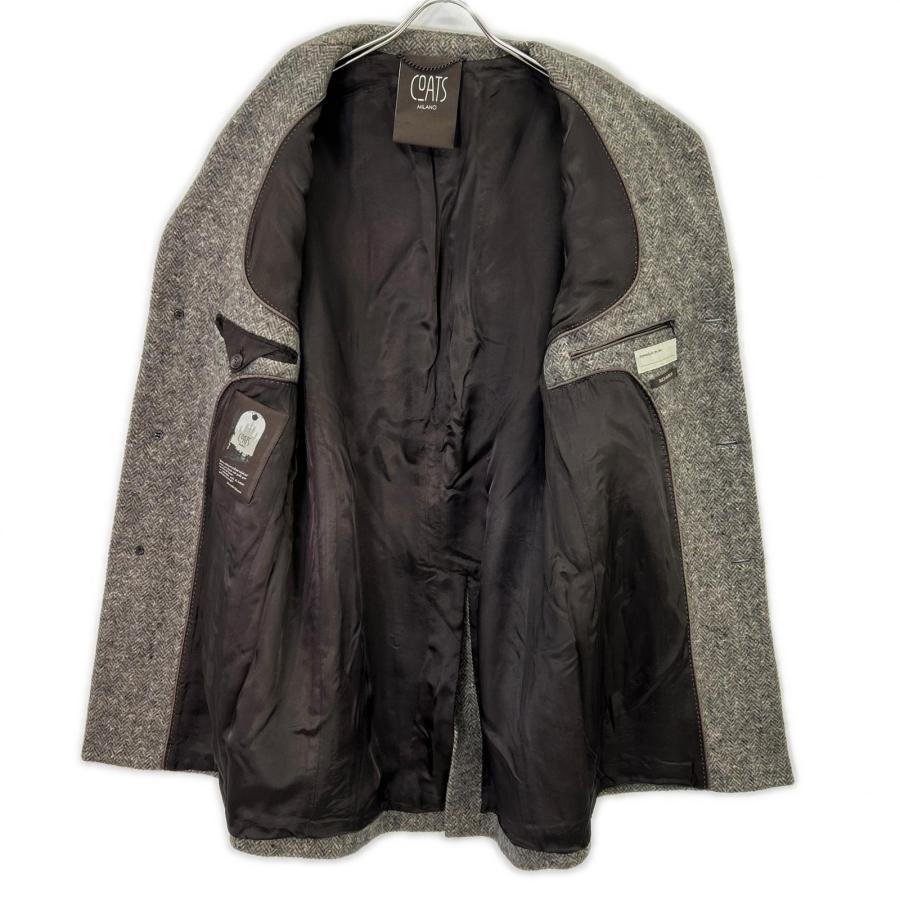 COATS MILANO コーツミラノ グレー ウール ヘリンボーン チェスター