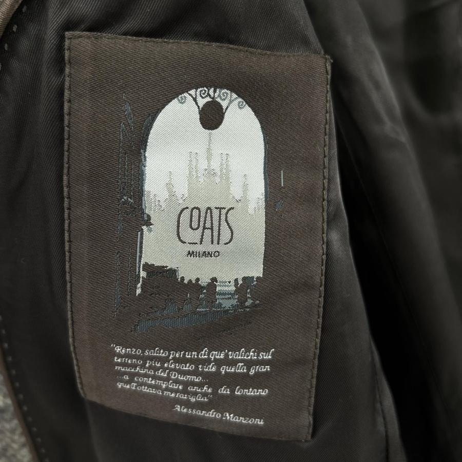 COATS MILANO コーツミラノ グレー ウール ヘリンボーン チェスター