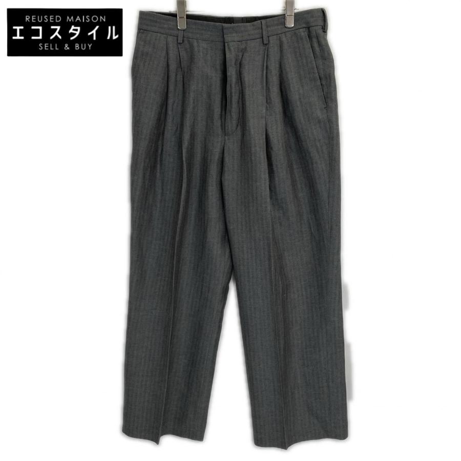 DRIES VAN NOTEN ドリスヴァンノッテン グレー ウール×リネン スラックス 48 DRIES VAN NOTEN（ドリス ヴァン ノッテン） グレー ウール×リネン